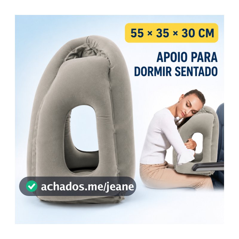 Almofada de Viagem Inflável 55x35x30 cm Suporte Cervical Dormir Sentado