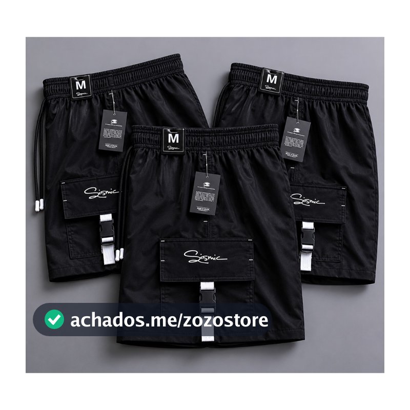 Kit 3 Shorts Bermudas Elastano Dry Fit Masculino Praia Academia Bolso Presilha