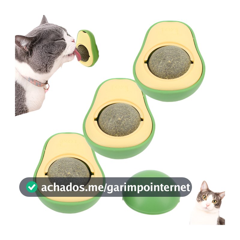 Kit 3un Brinquedo Para Gato Com Catnip Erva Gato Bola Lamber Abacate