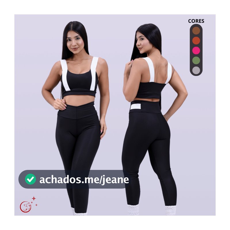 Conjunto Fitness Feminino Top e Calça Sports Treino Perfeito Tecido Premium Cintura Alta