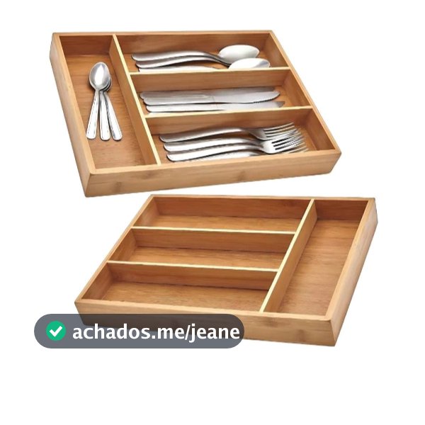 Porta Talheres Bambu 4 Divisórias Organizador Para Gavetas Bandejas De Tabuas Para Frios e Aperitivos