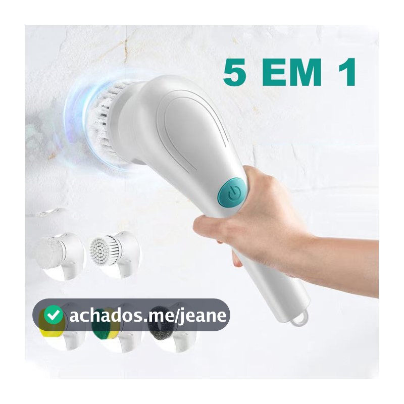 Escova Eletrica de Limpeza 5 em 1 Sem Fio Limpador Multiuso Pratico Cozinha Banheiro prático Sapato - SJ-005