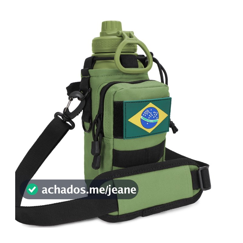 MODUS Garrafa Tática Térmica 1L Aço Inoxidável Com Corda e Bolsa Alça Paracord