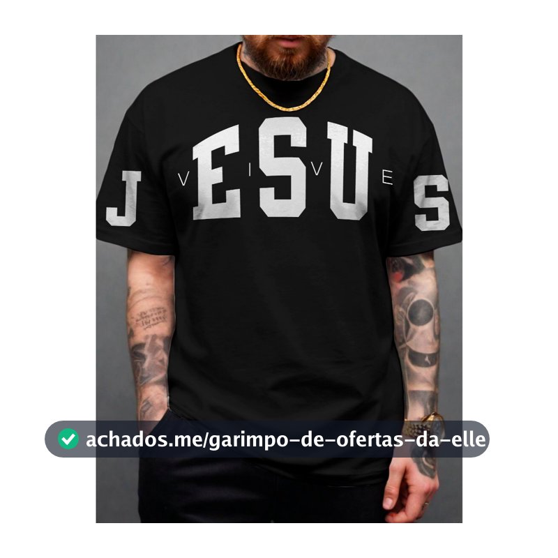 Camiseta Masculina Jesus Vive Moda Evangélica Camisa 100% Algodão