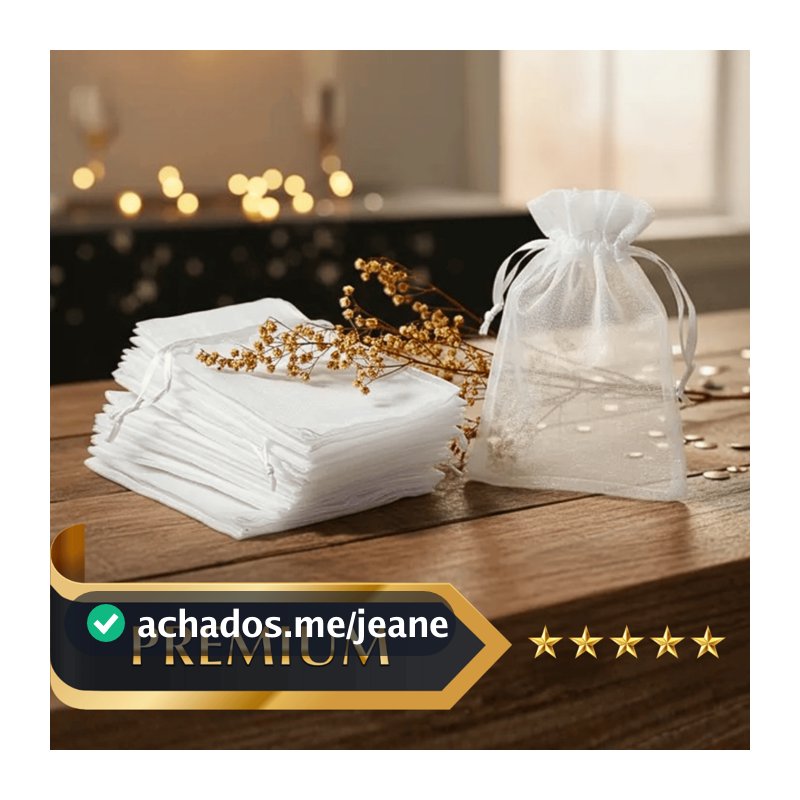 Kit 05 a 100 Saquinho de Organza Branco 7x9 9x12 10x15 até 30x40 Lembrancinhas Brinde Casamento
