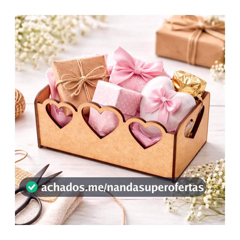 Kit Bandejas MDF Coração Corte a Laser 15x10x7cm Decoração Romântica Presente Criativo