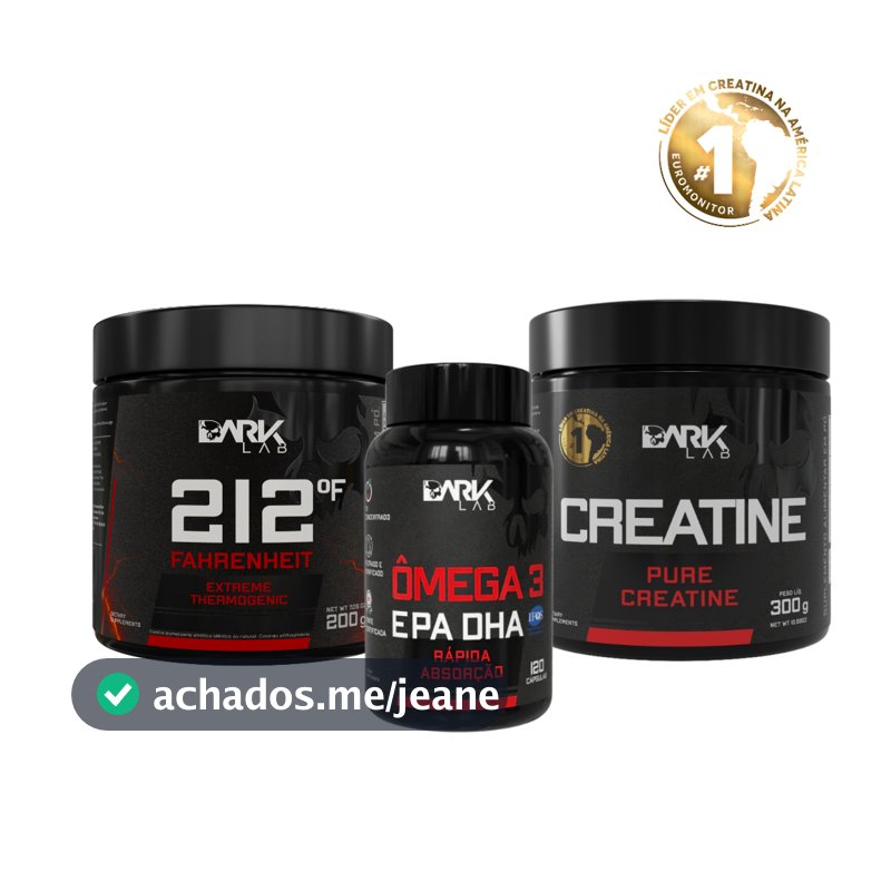212 FAHRENHEIT 200G + Creatina Monohidratada Pura 300g + Ômega 3 EPA DHA 120 cápsulas Dark lab