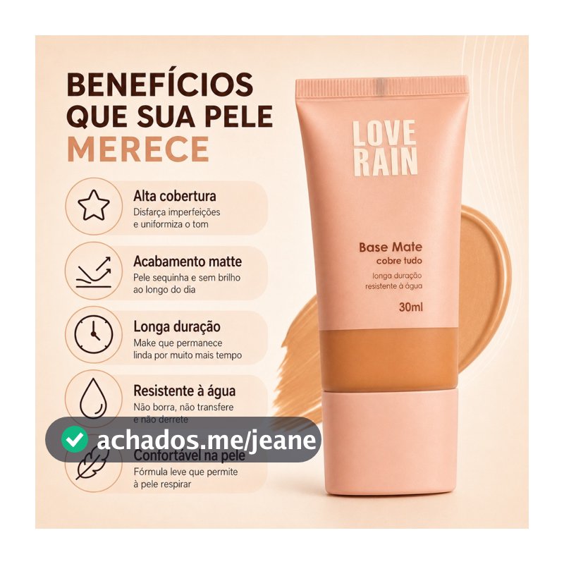 Base com acabamento matteLove Rain alta cobertura à prova d'água resistente à chuva e de longa duração