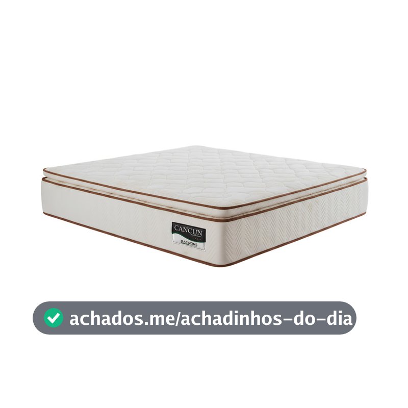 Colchão Casal Molas Ensacadas Cancun com Pillow Top Para Cama Box Madeira Estofados 138x188x32cm