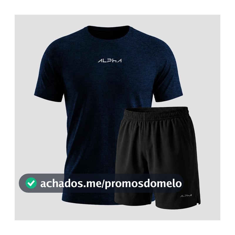 Kit Bermuda+Camiseta New Fluid Dry Fitness Academia Alpha Co