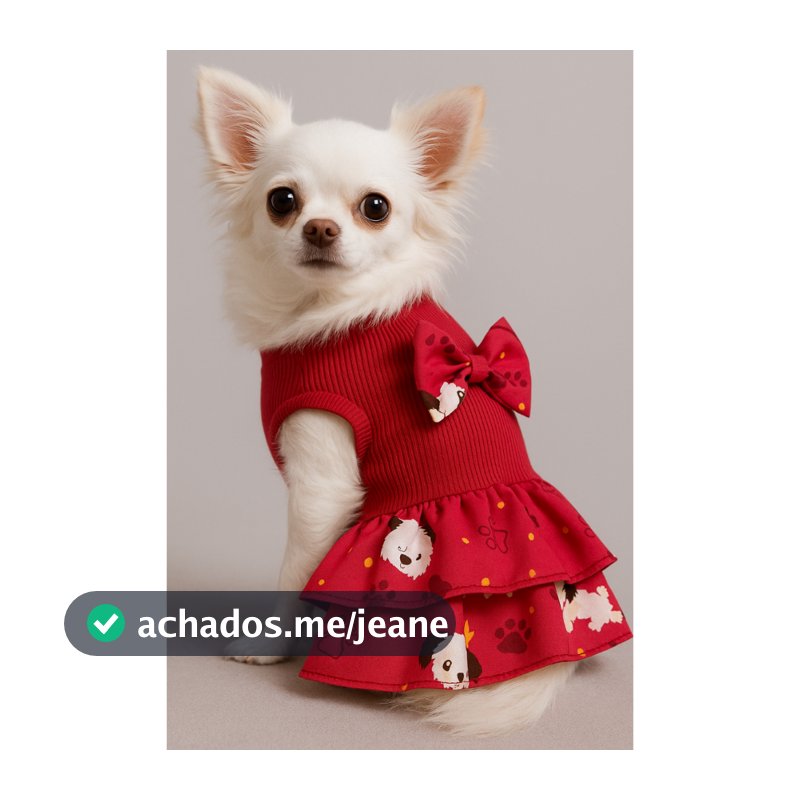 Vestido Pet para Cachorra com 2 Babados – Roupinha para Cachorro Pequeno – Várias Cores e Estampas