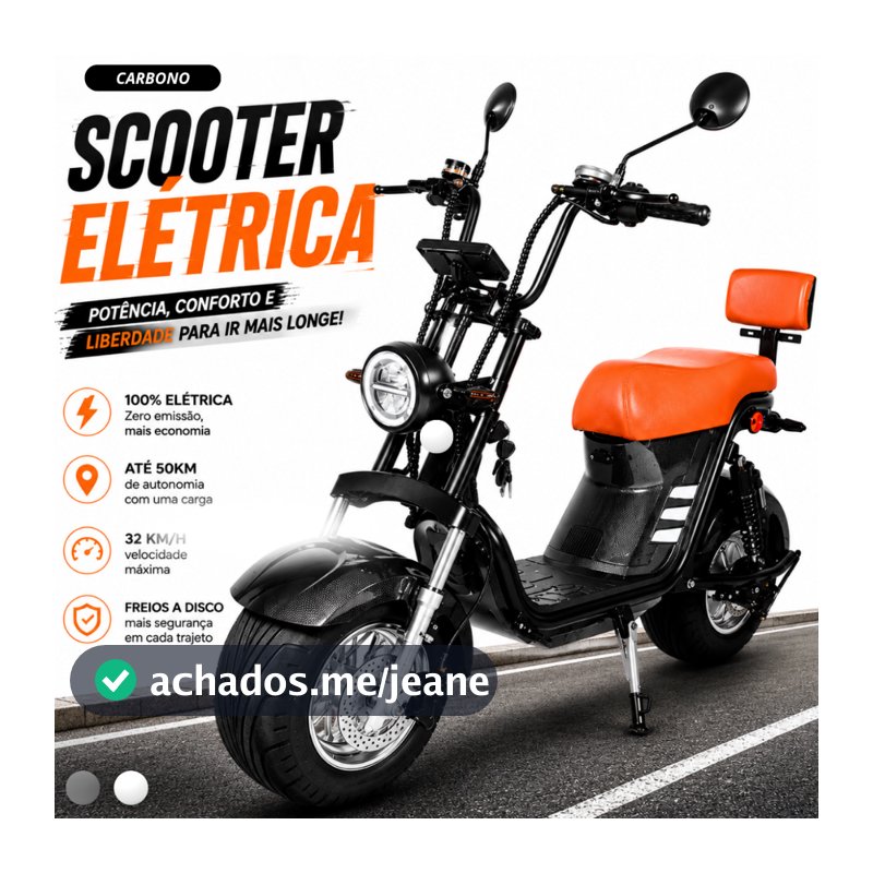 Bicicleta Elétrica 1000W Scooter Elétrica 32km/h Bateria Lítio 50km Até 150kg