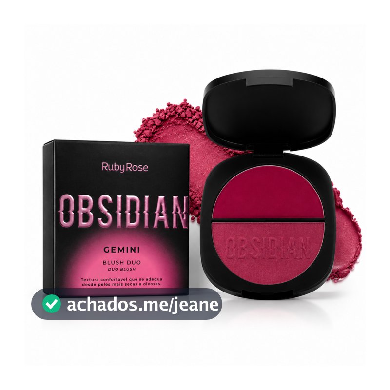 Blush Duo Obsidian Gemini Ruby Rose 2 em 1 | Blush Cremoso + Blush em Pó