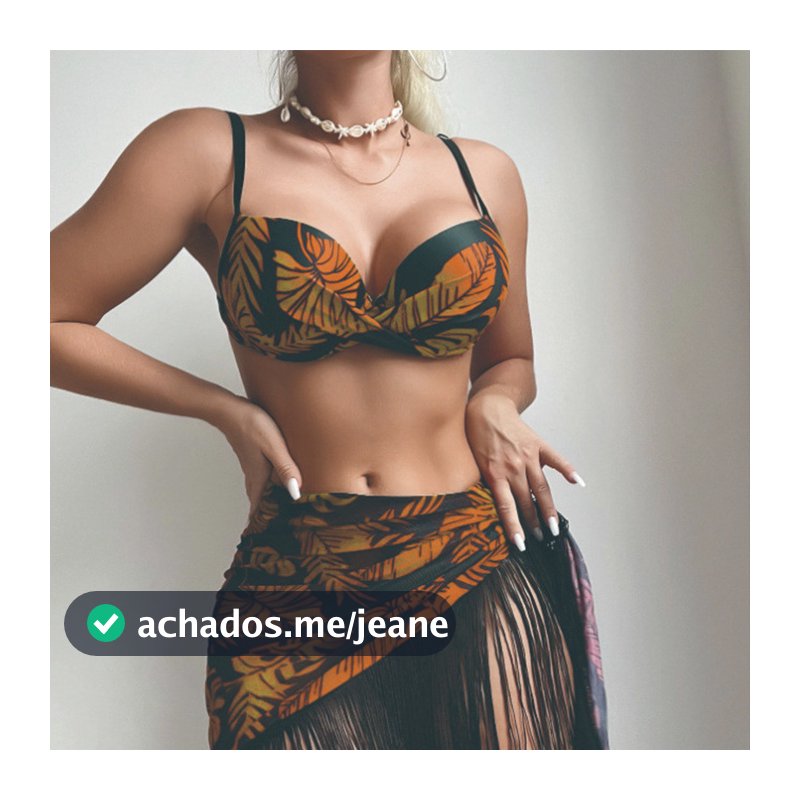 2024 Novo Estilo de Fato de banho de três peças de biquíni feminino Tassel Print
