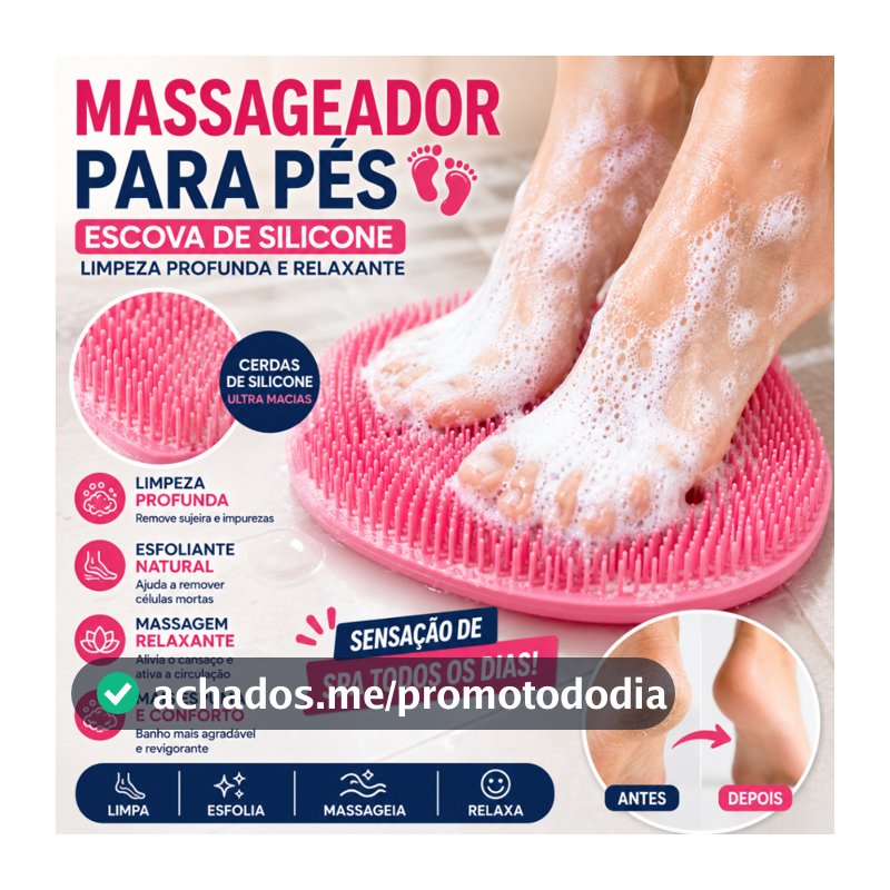 Tapete Massageador e Esfoliante para os Pés com Ventosas Antiderrapante para Banho