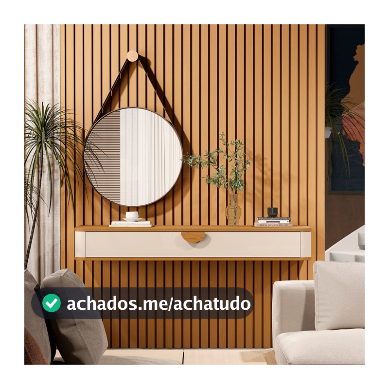 Aparador Suspenso Decorativo Cantos Curvos Porta Basculante AJP Móveis