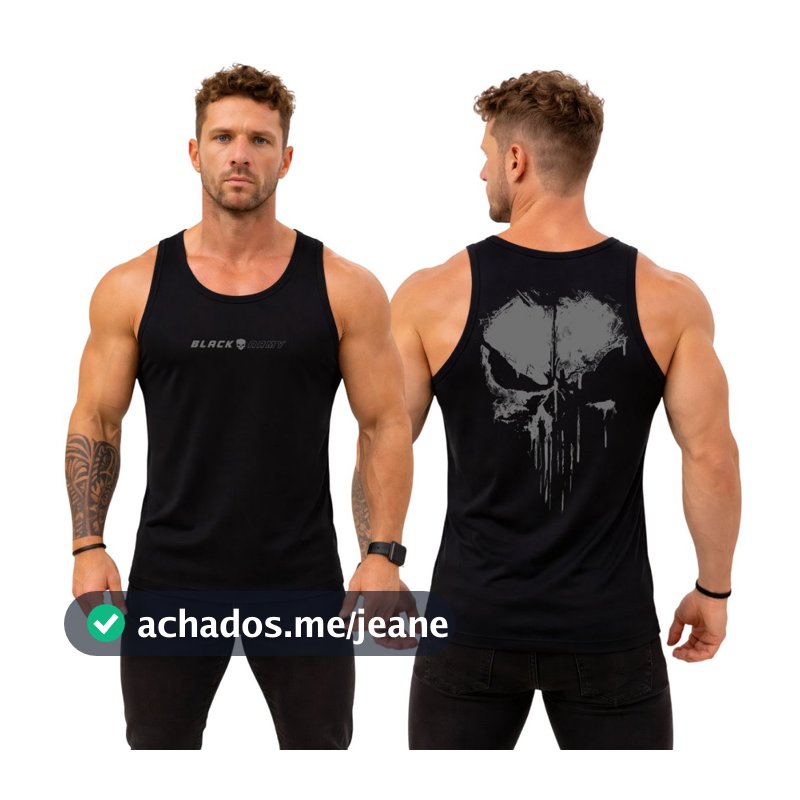 Camiseta Regata Dry Fit Original Masculina Caveira Justiceiro das Sombras Black Army