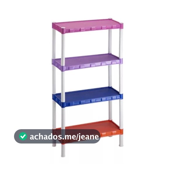 Estante Utilidades Plastica Com pezinhos  4 Prateleiras 1.06x55x25cm, ideal para cozinha, livros