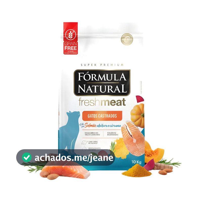 Ração Fórmula Natural Adimax Gatos Castrados Adultos Salmão Fresh Meat 10kg Pelos Brilhantes