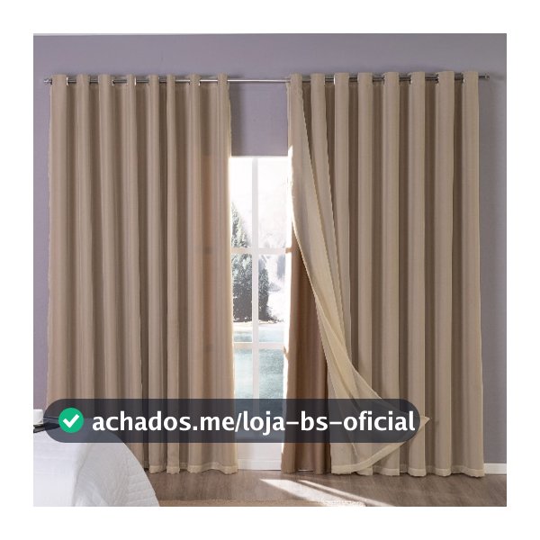 Cortina Tecido Blackout com Voil Para Sala e Quarto 3.00m larg x 2.70m alt. Alto Padrão Lisa Bloqueia Luz