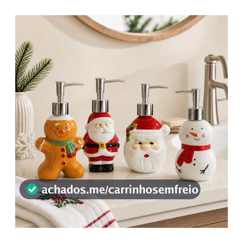 Porta Sabonete Líquido de Natal de Porcelana - Rizzo | Em 4 modelos
