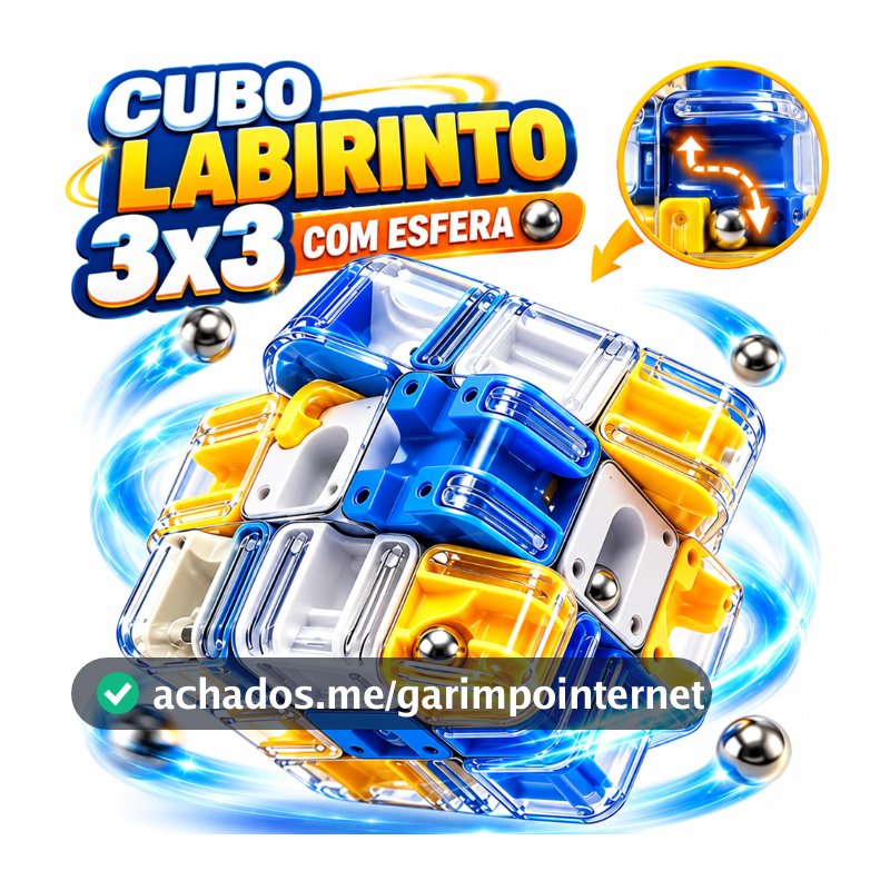 Cubo Mágico 3x3 Labirinto com Bolinha 3D - Brinquedo Educativo Lógico Anti-Stress Infantil e Família