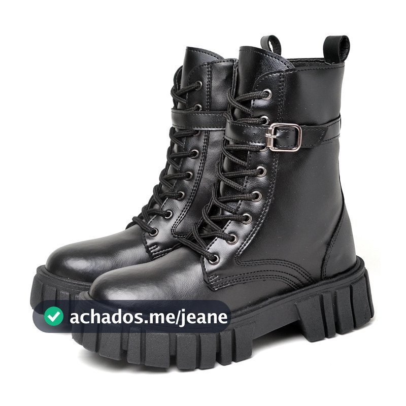 Bota Coturno Feminino Dubuy Sola Tratorada Fivela Lateral Preto Lolla 1201FG