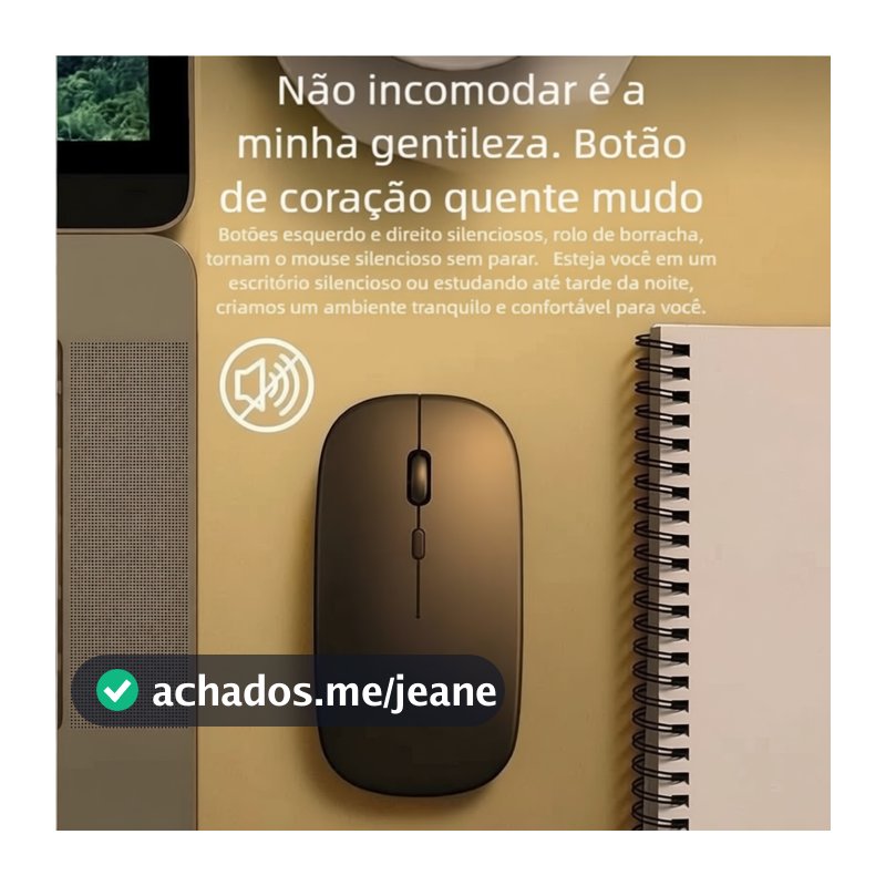 Mouse Wireless Recarregável com Bateria Interna - LED RGB Home Office