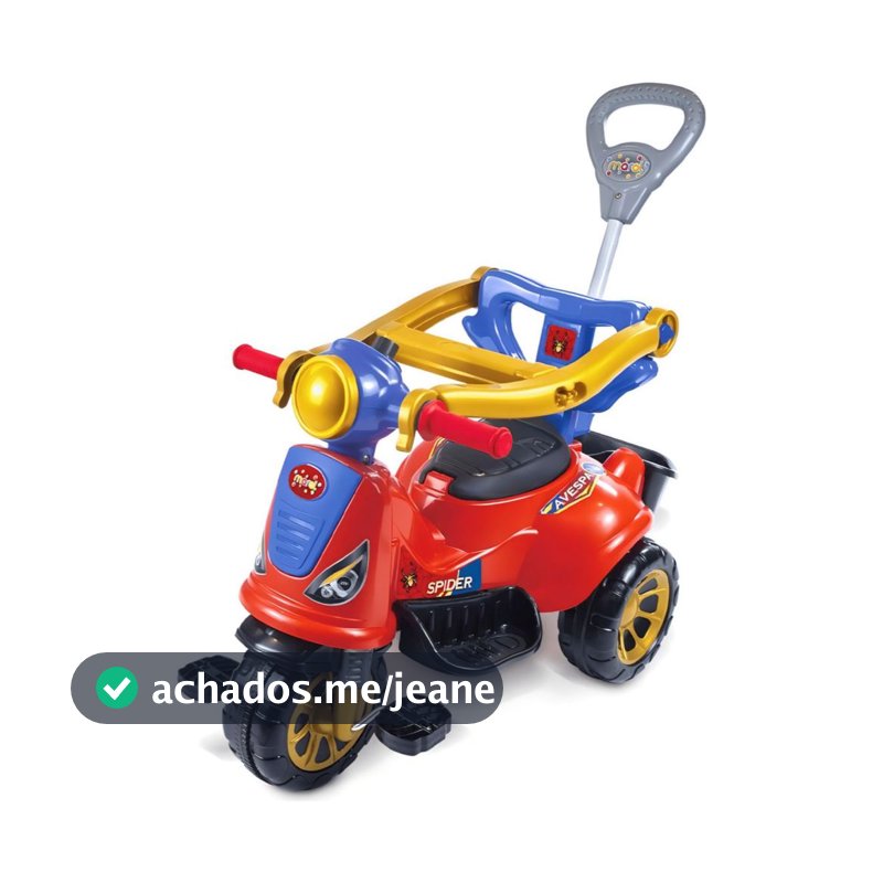 Motoca Avespa Maral Homem Aranha Triciclo Com Haste de Empurrar Completo Proteção Lateral Pedal