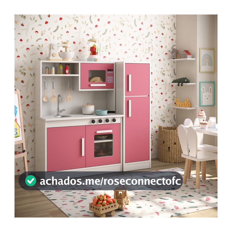 Cozinha Infantil Completa com Refrigerador Pia Fogão e Microondas MDF/MDP Criança