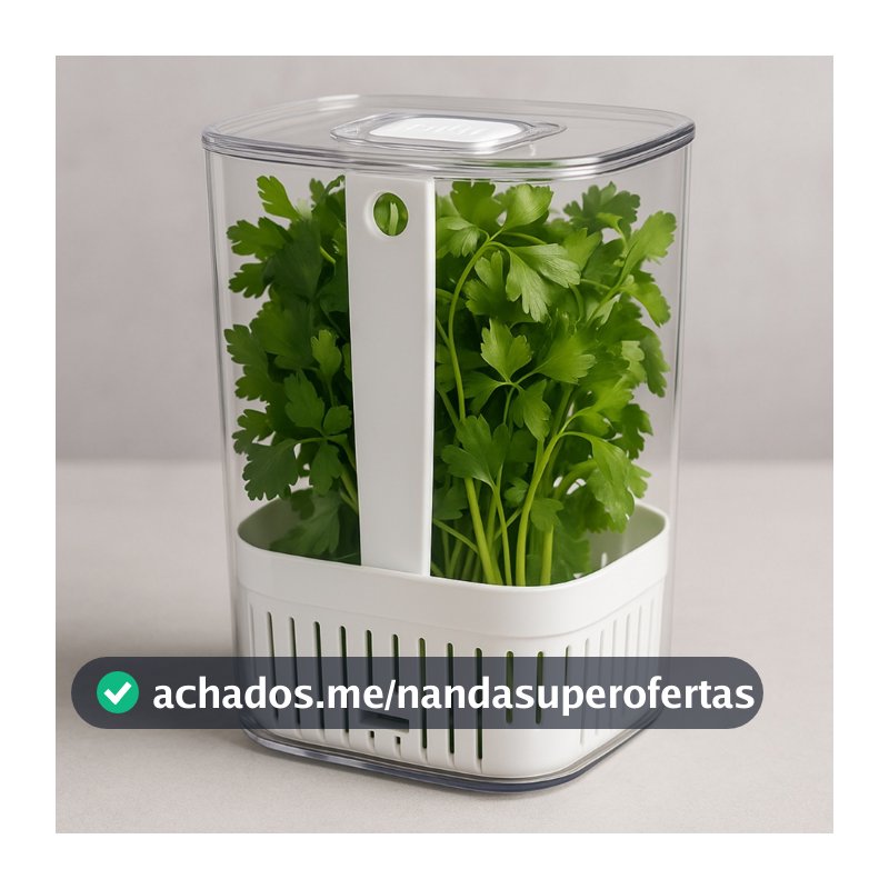 Pote Organizador De Temperos Verduras Geladeira 2,3L Com Escorredor Coentro Salsinha Manjericão OU