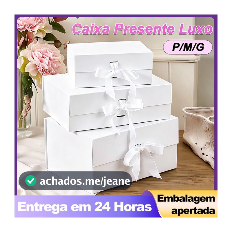 Caixa FlexBox Rígida de Papel com Imã e Cetim para Presente Presente de Aniversário e Festival para Amigos e Familiares