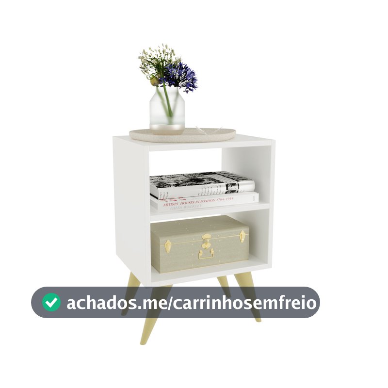 Mesa de Cabeceira Retrô Compacta com Nicho para Quarto Sala Casal ou Solteiro Palma