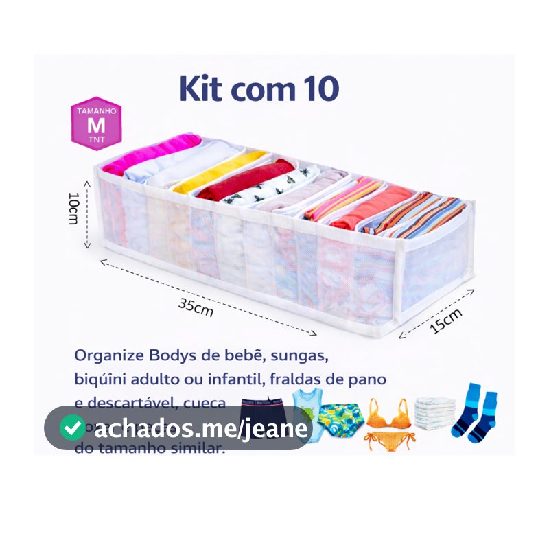 Kit 10 Colmeia organizadora/Organizador de guarda roupa P, M e G - Organizalux