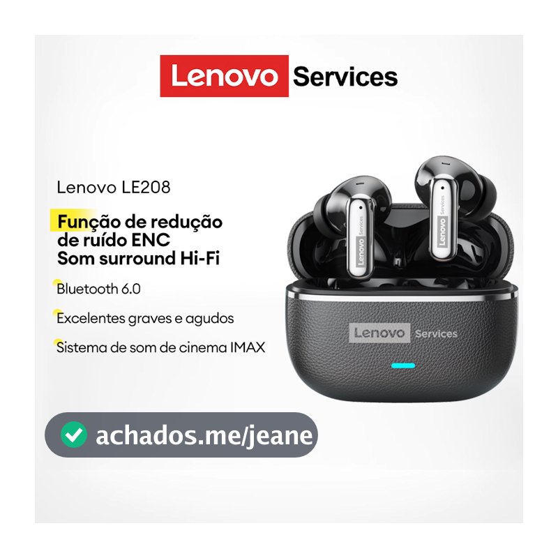 Lenovo LE208 Fones De Ouvido Para Jogos Bluetooth De Baixa Latência IPX5 À Prova D'água Qualidade De Som HIFI