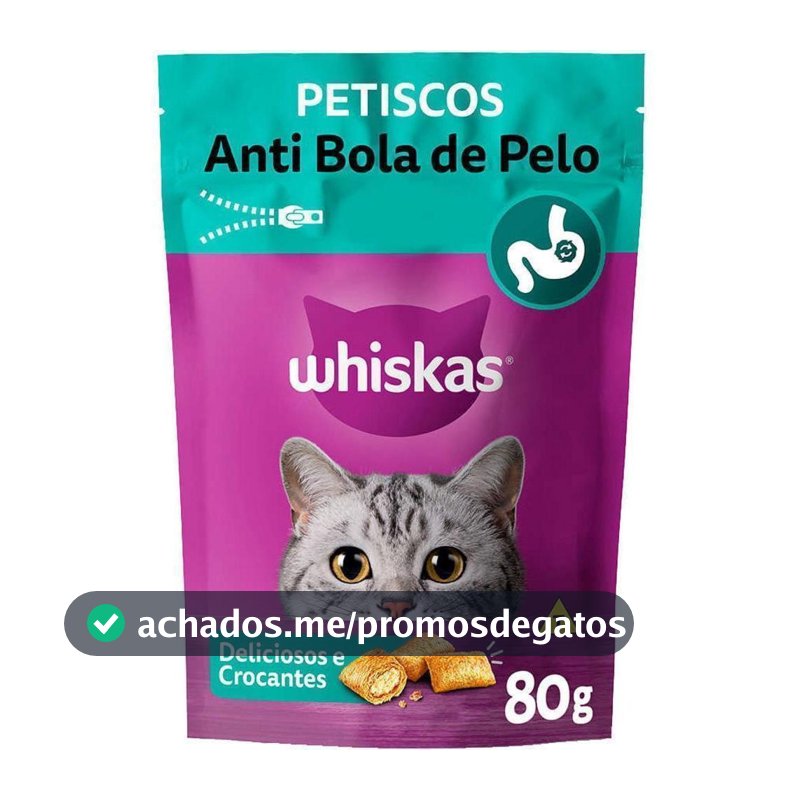 Petisco Whiskas Anti Bola de Pelo Para Gatos Adultos 80 g