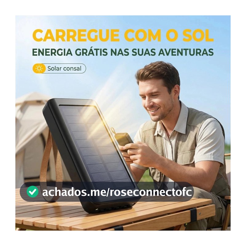 Carregador Portátil Power Bank Solar 20.000mah Com cabos 5 Em1 LED lanterna