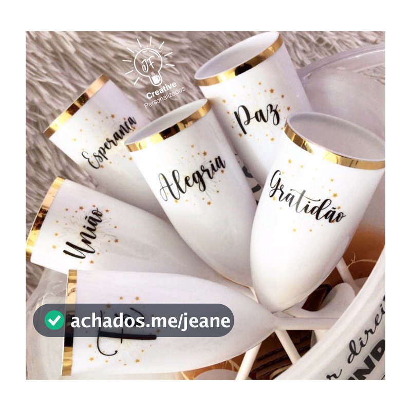 Kit com 10 Taças de Champanhe Branca com Borda Dourada – Sofisticação em Cada Brinde! Feliz Ano Novo, Feliz 2027.