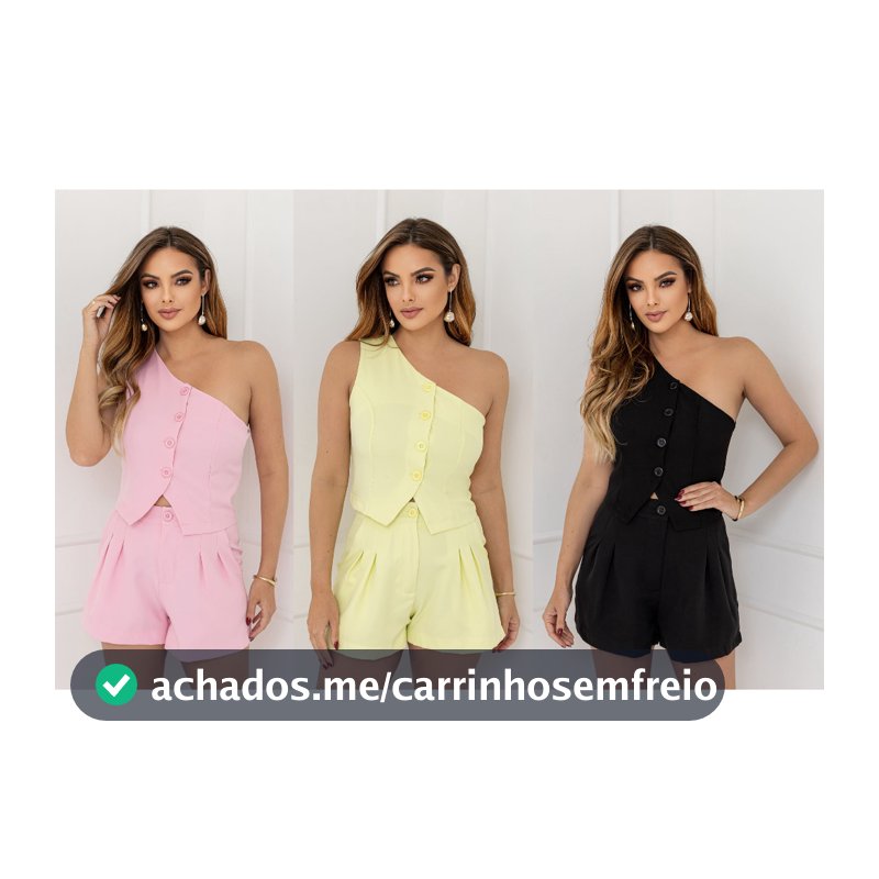 Yan Fashion Conjunto Feminino Alfaiataria Colete Assimétrico com Short Elegante Verão Casual Chic