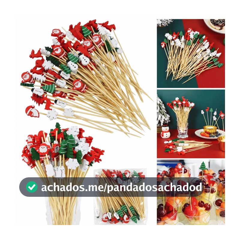 Palito para Aperitivo Natal Papai Noel Petisco decoração Petisqueira - 14 und