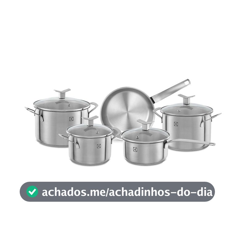 Jogo de Panelas Electrolux Inox com 5 Peças Design com Fundo Triplo
