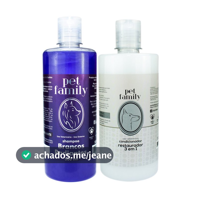 Kit Shampoo Branqueador Pet + Condicionador Restaurador 3x1 Para Cães E Gatos 500ml Profissional