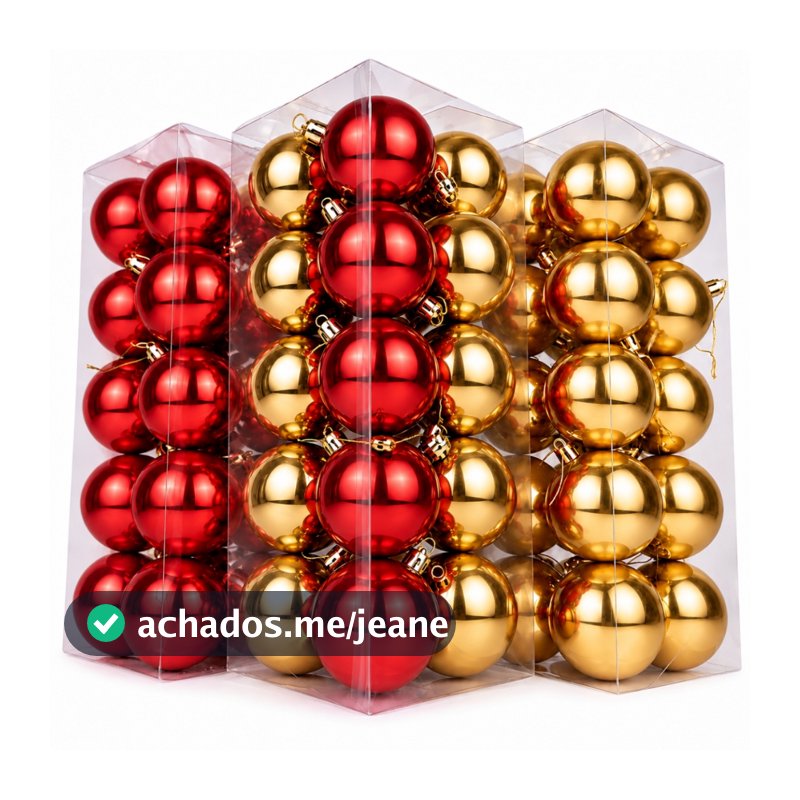 Kit Decoração De Natal 40 Bolas Grandes Medias de Natal Vermelha Dourada Arvore De Natal Dourada