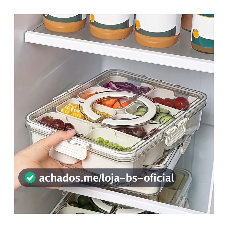 Pote Acrílico Luxo Multiuso Com 4 Ou 8 Divisórias Para Frutas Legumes Carnes E Ovos Transparente