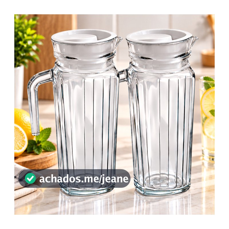 Jarra de Vidro Suiça 1L com Tampa Água Suco Vidro Resistente