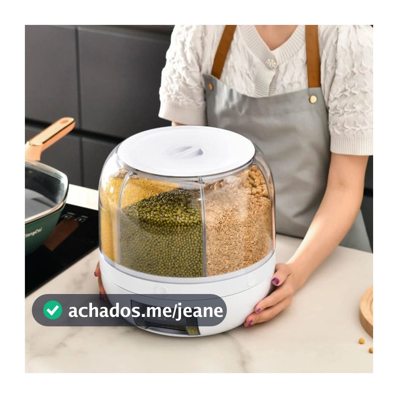 DISPENSER DE ALIMENTOS GIRATORIO 6 DIVISOES - BRANCO