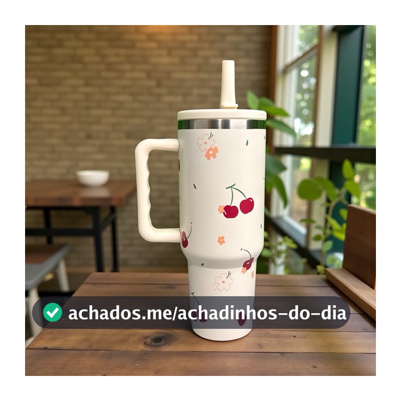 Garrafa copo térmica 1200ml blogueirinho floridas com tampa acrílica E proteção de silicone
