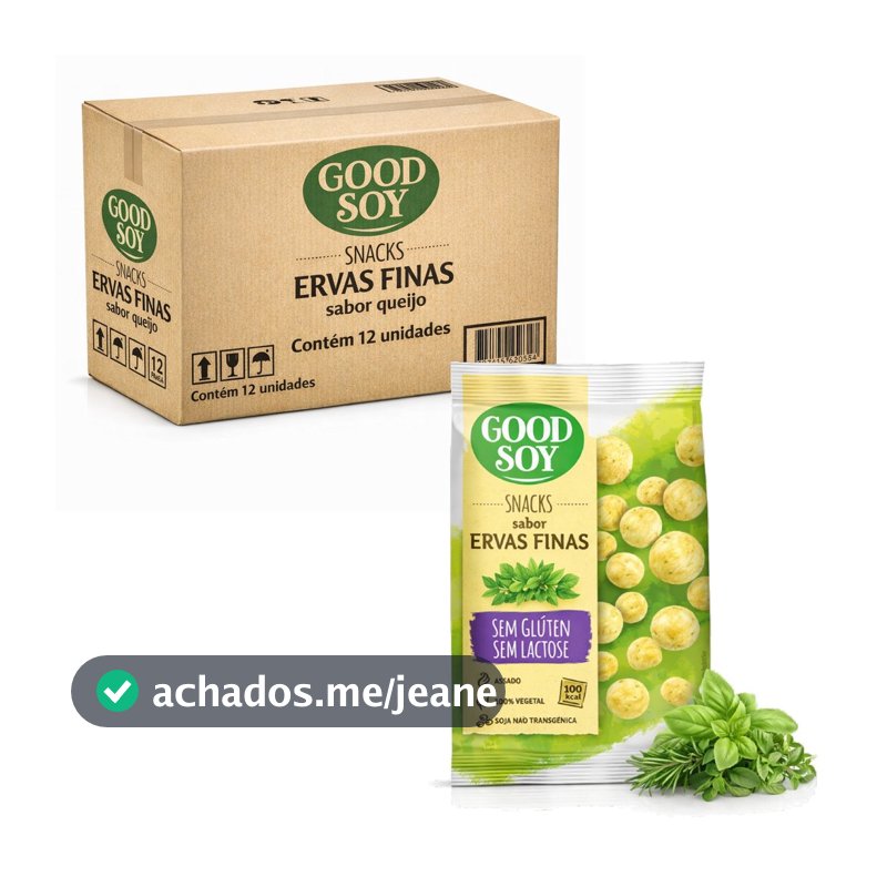 Kit 12 Snacks de soja GOODSOY s/ Gluten Ervas Finas 25g