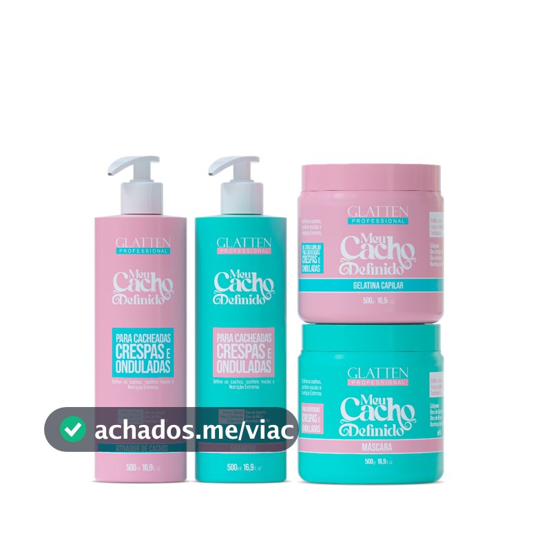Kit de Nutrição Para Cabelos Cacheados - Meu Cacho Definido GLATTEN