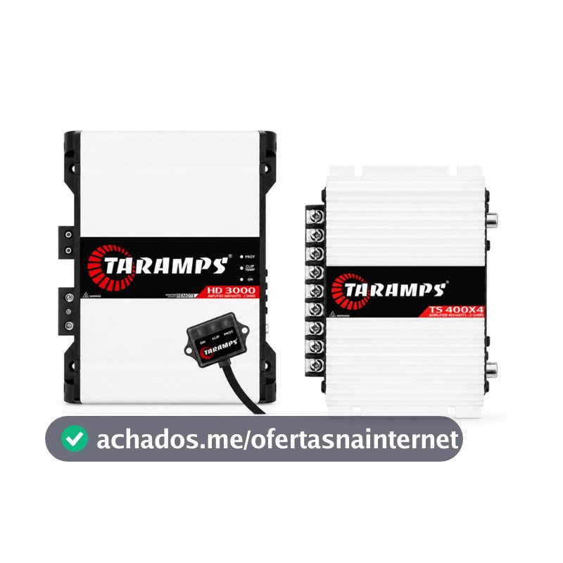 Kit Amplificador Taramps HD3000 3000W + TS400 4 Canais 400W RMS 2 Ohms Som Automotivo Completo